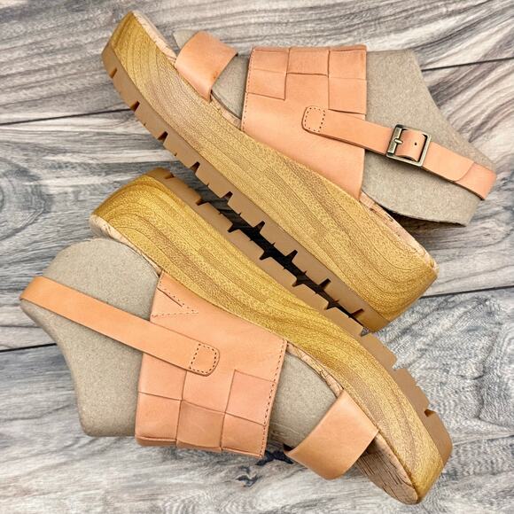 NIB Korks by Kork Ease 8M Fraya Leather Slingback Platform Wedge Sandal - Picture 4 of 11